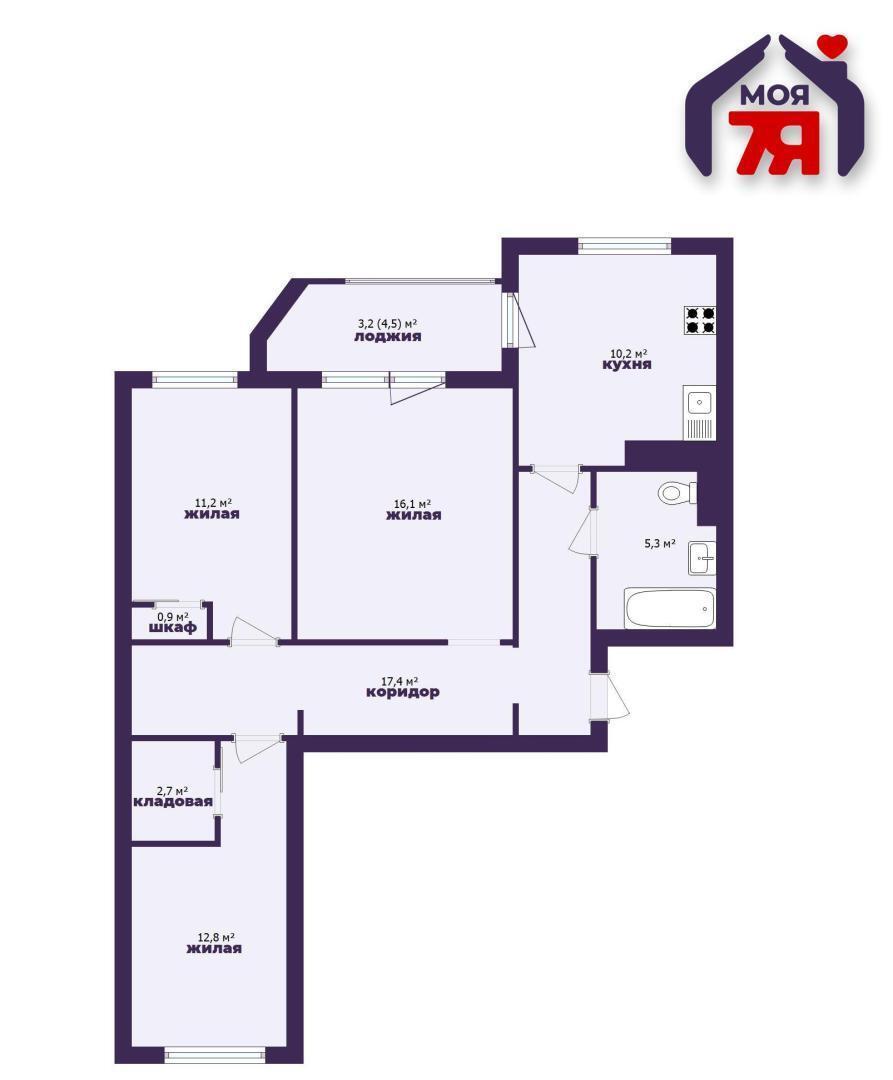 Квартира 3 комнаты 77 м² Солигорск, Беларусь