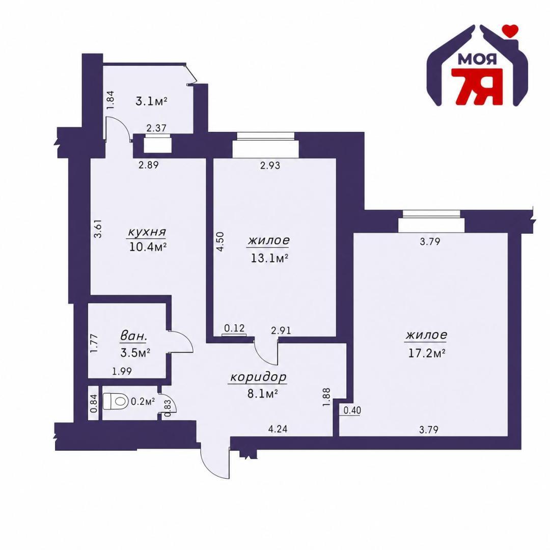 2 room apartment 54 m² Maladzyechna, Belarus