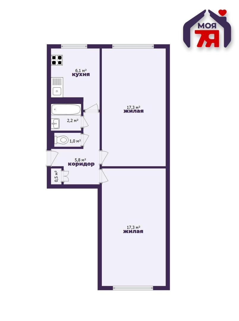 Квартира 2 комнаты 50 м² Солигорск, Беларусь