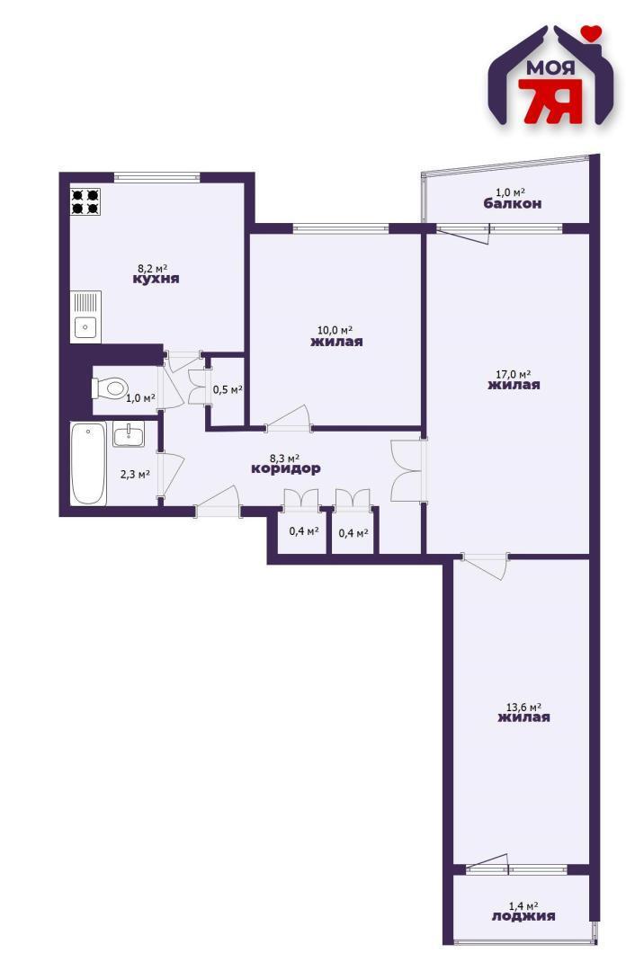 3 room apartment 62 m² Salihorsk, Belarus