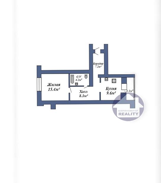 1 room apartment 46 m² Baranavichy, Belarus