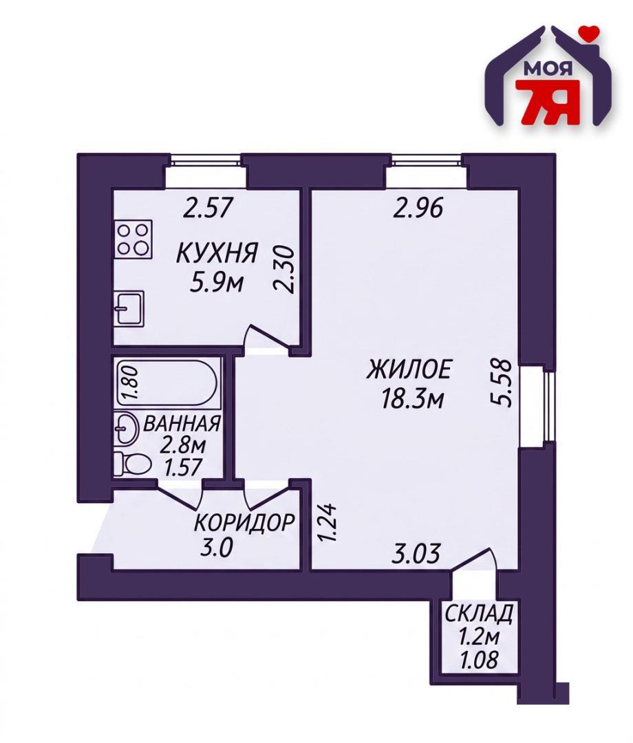 1 room apartment 31 m² Maladzyechna, Belarus