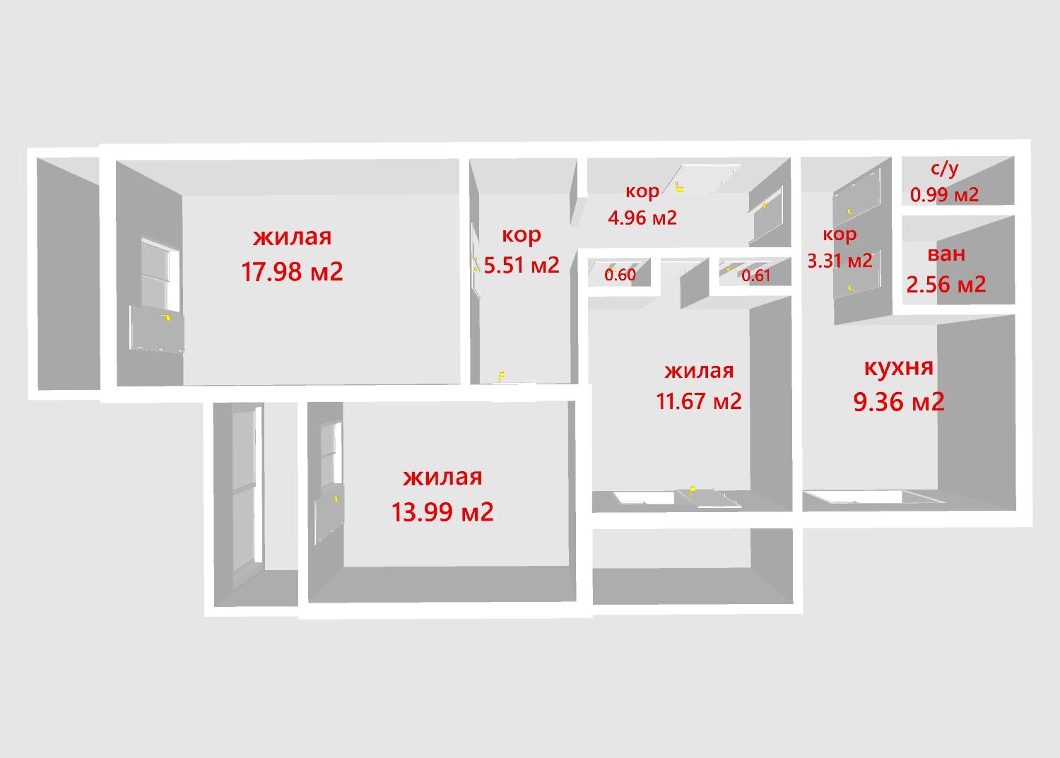 3 room apartment 73 m² Minsk, Belarus