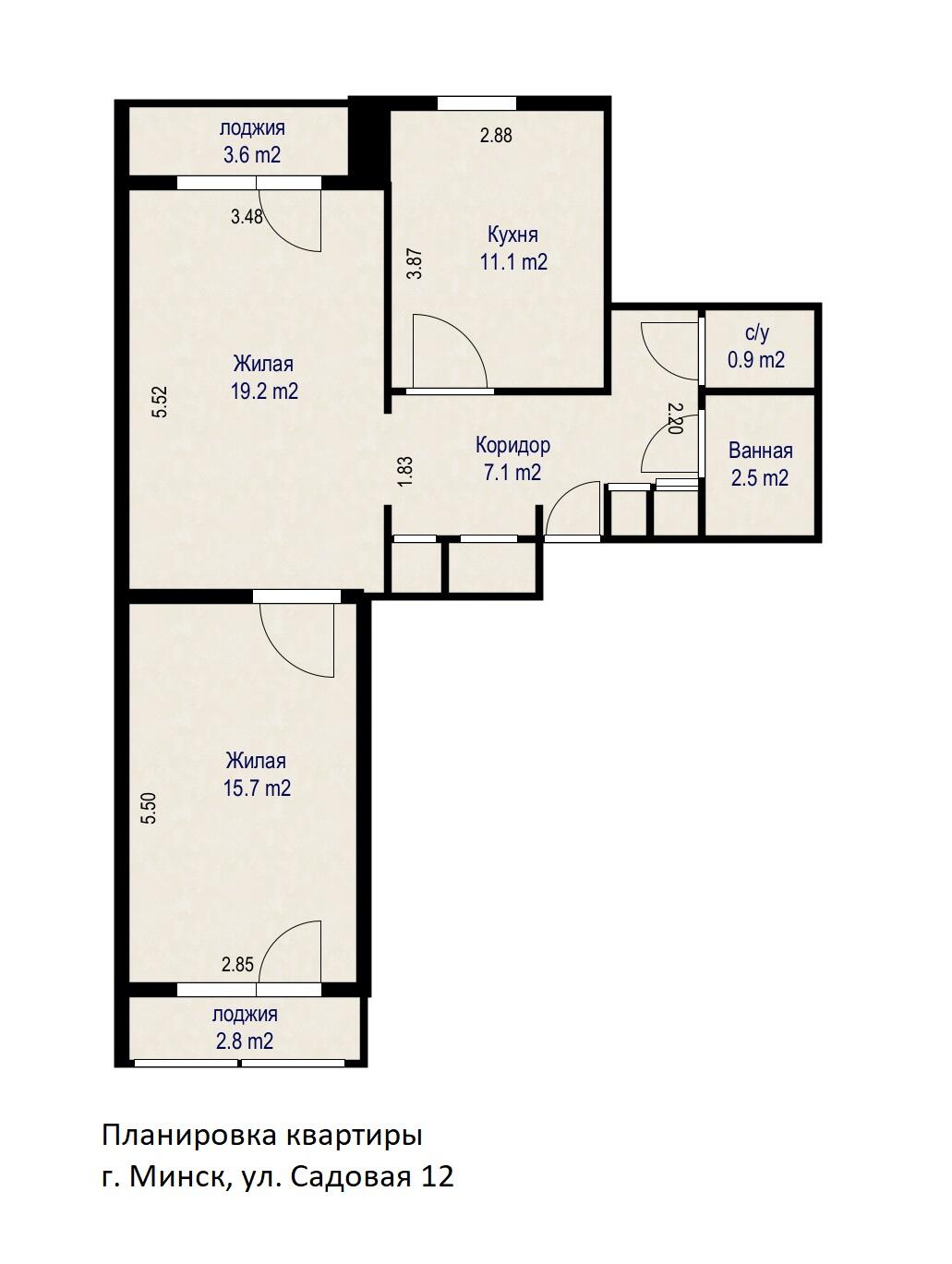 Квартира 2 комнаты 62 м² Минск, Беларусь