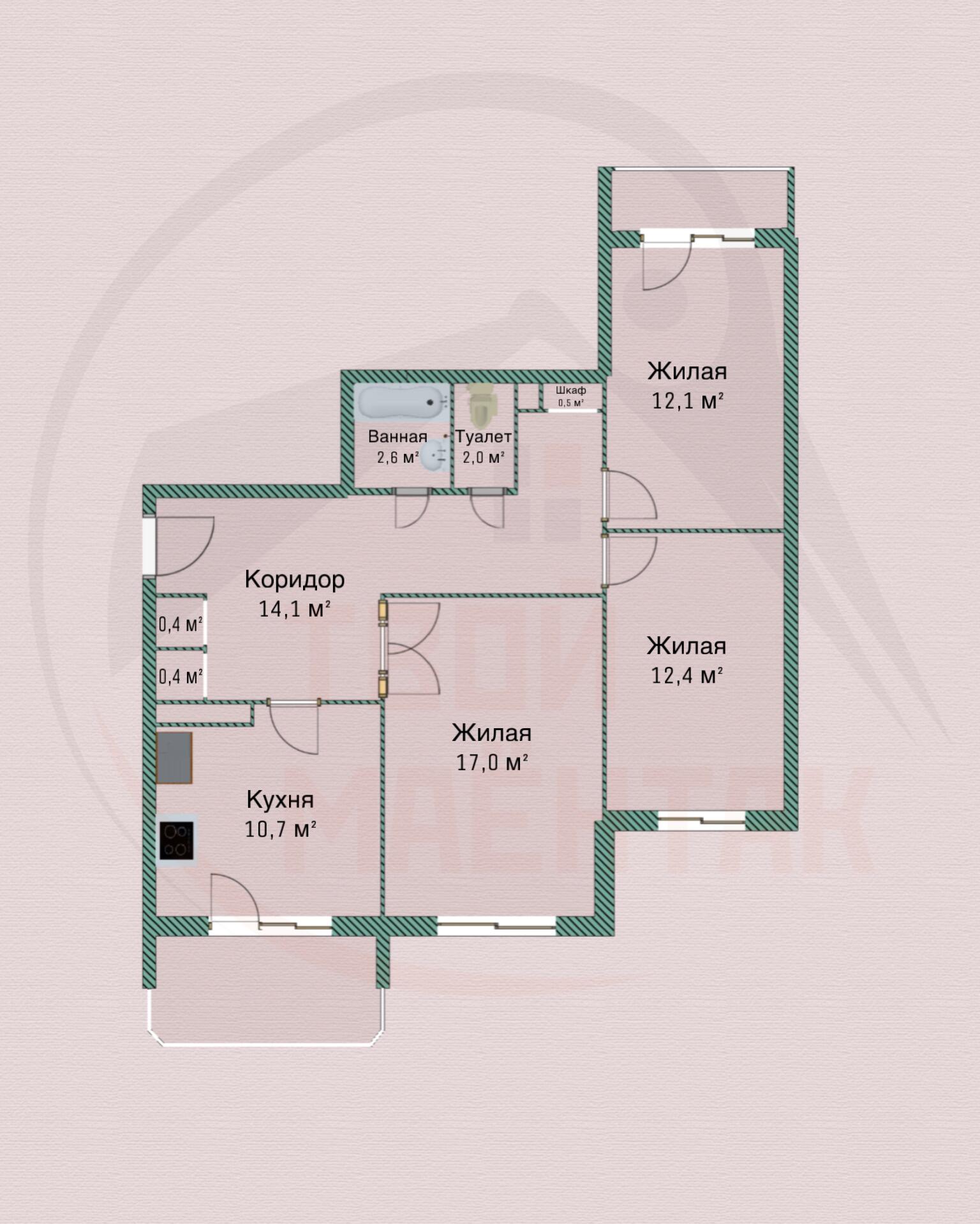 3 room apartment 71 m² Barysaw, Belarus