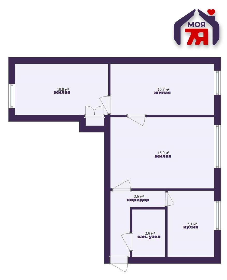 3 room apartment 49 m² Lyuban, Belarus