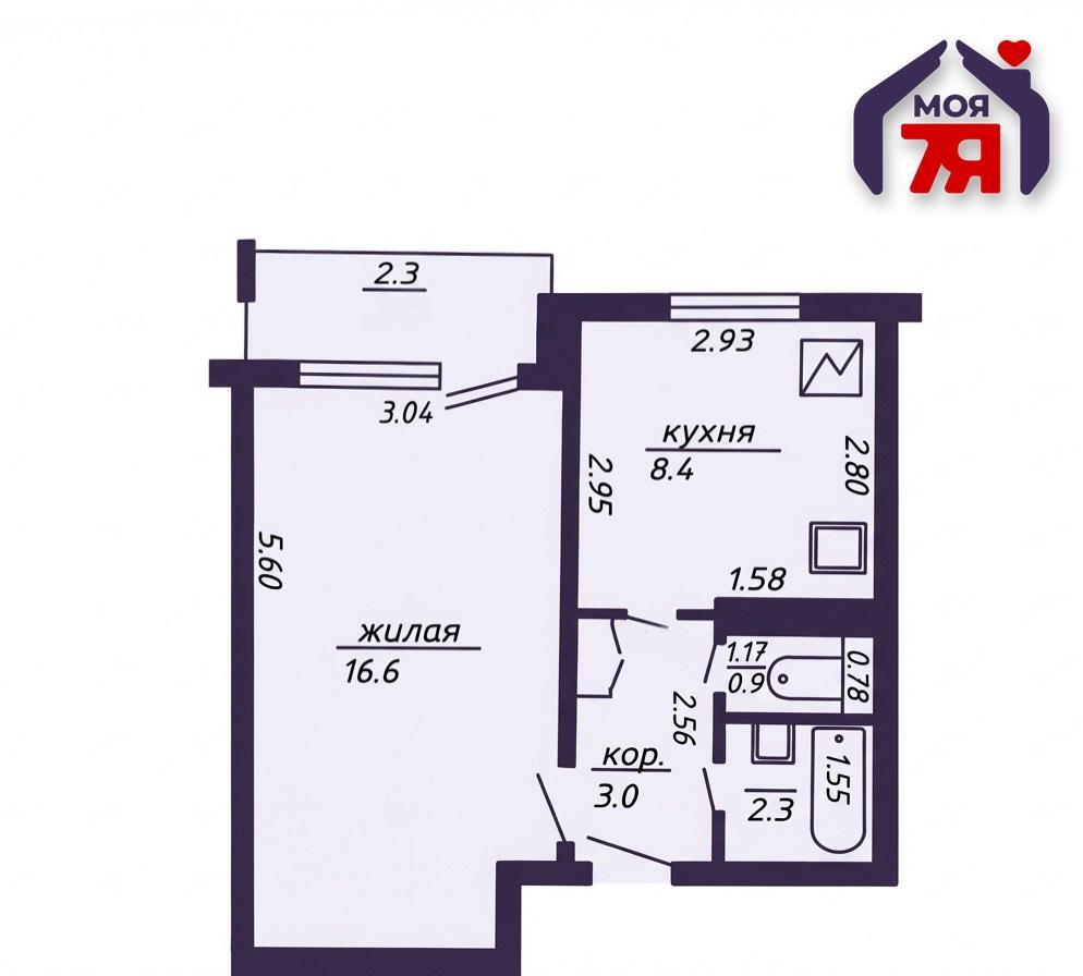 1 room apartment 32 m² Salihorsk, Belarus