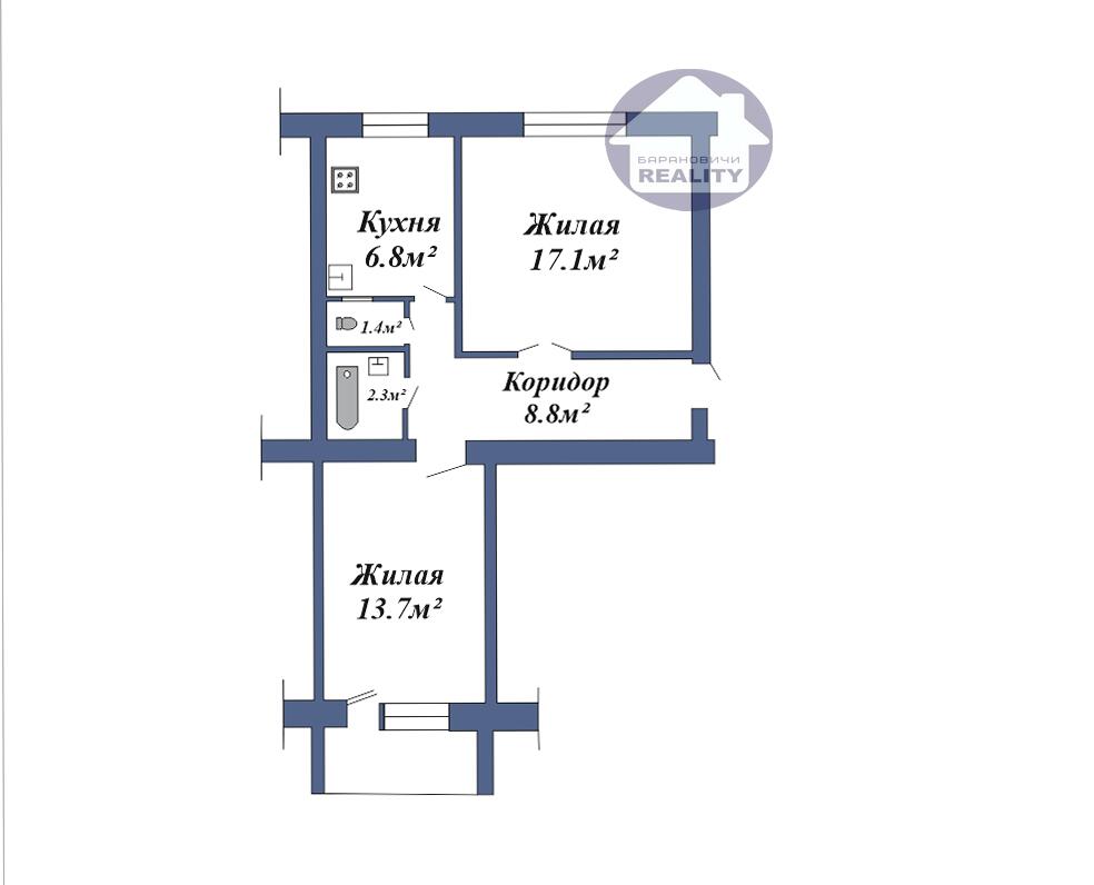 Квартира 2 комнаты 52 м² Барановичи, Беларусь