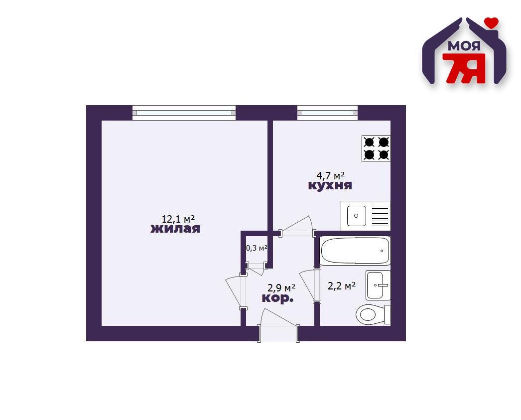 1 room apartment 21 m² Maladzyechna, Belarus