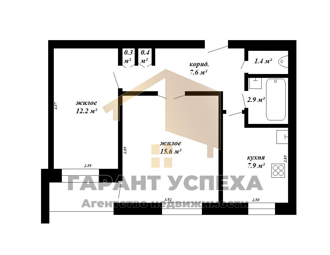 Wohnung 2 zimmer 48 m² Muchaviecki sielski Saviet, Belarus