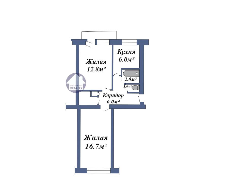 2 room apartment 48 m² Baranavichy, Belarus