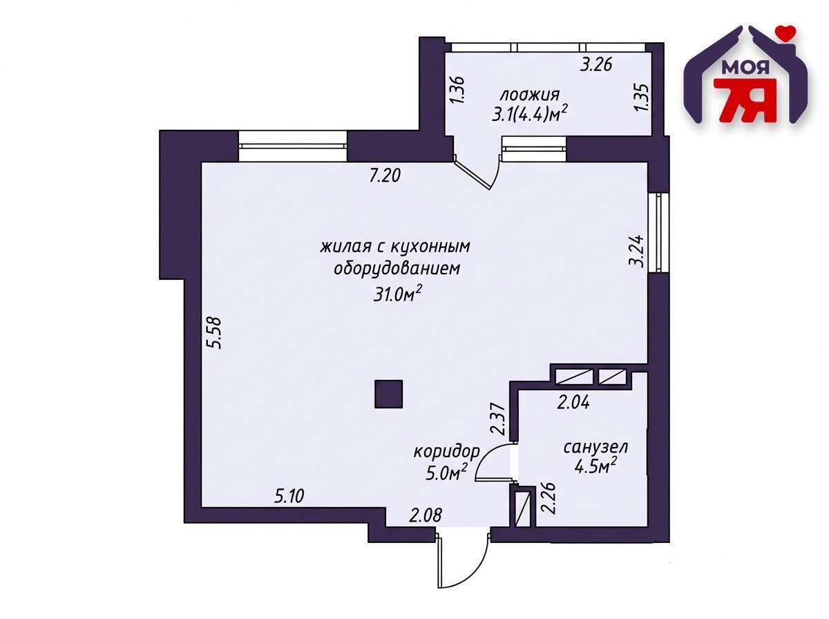 Wohnung 1 zimmer 44 m² Minsk, Belarus
