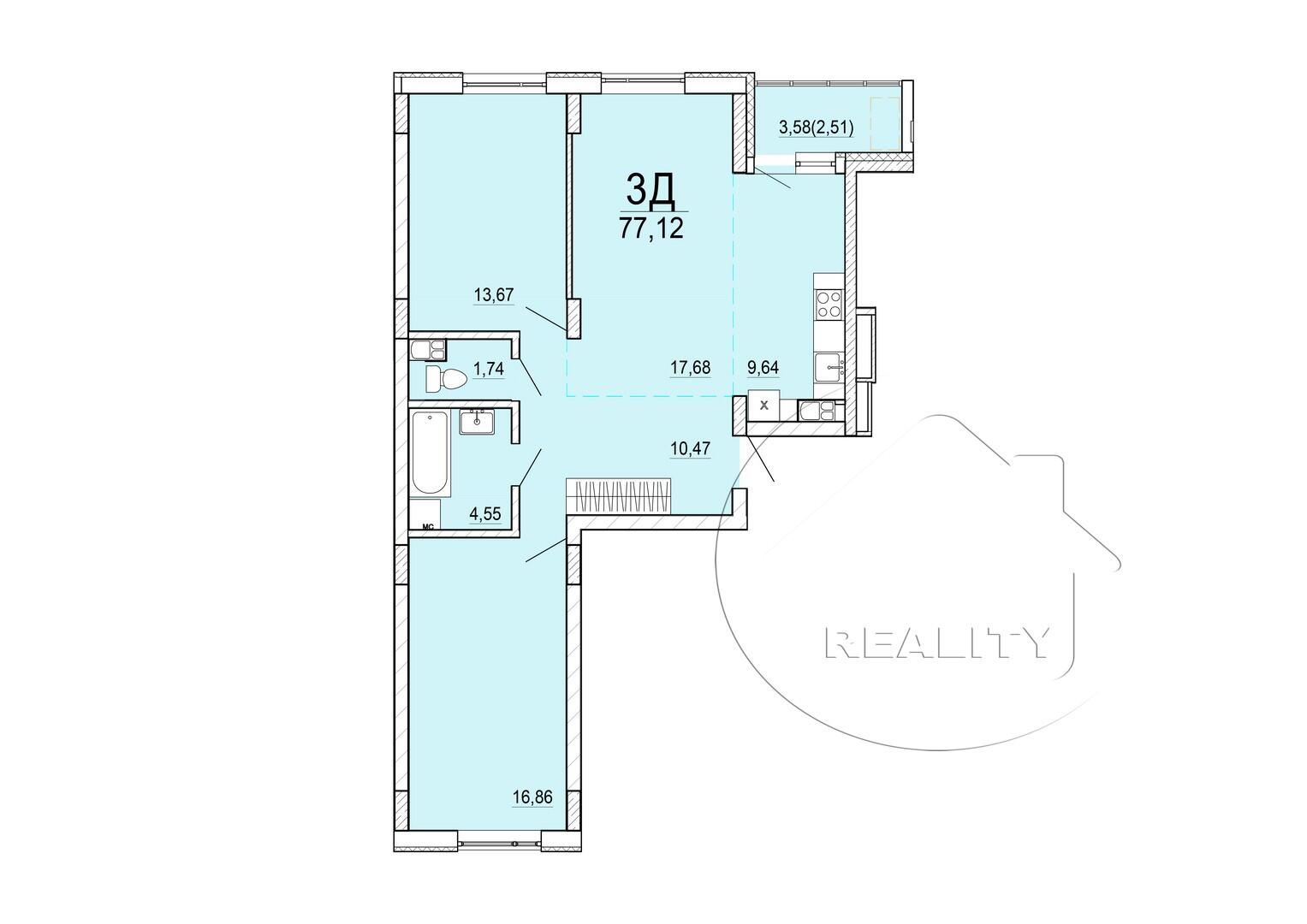 Квартира 3 комнаты 63 м² Мухавецкий сельский Совет, Беларусь