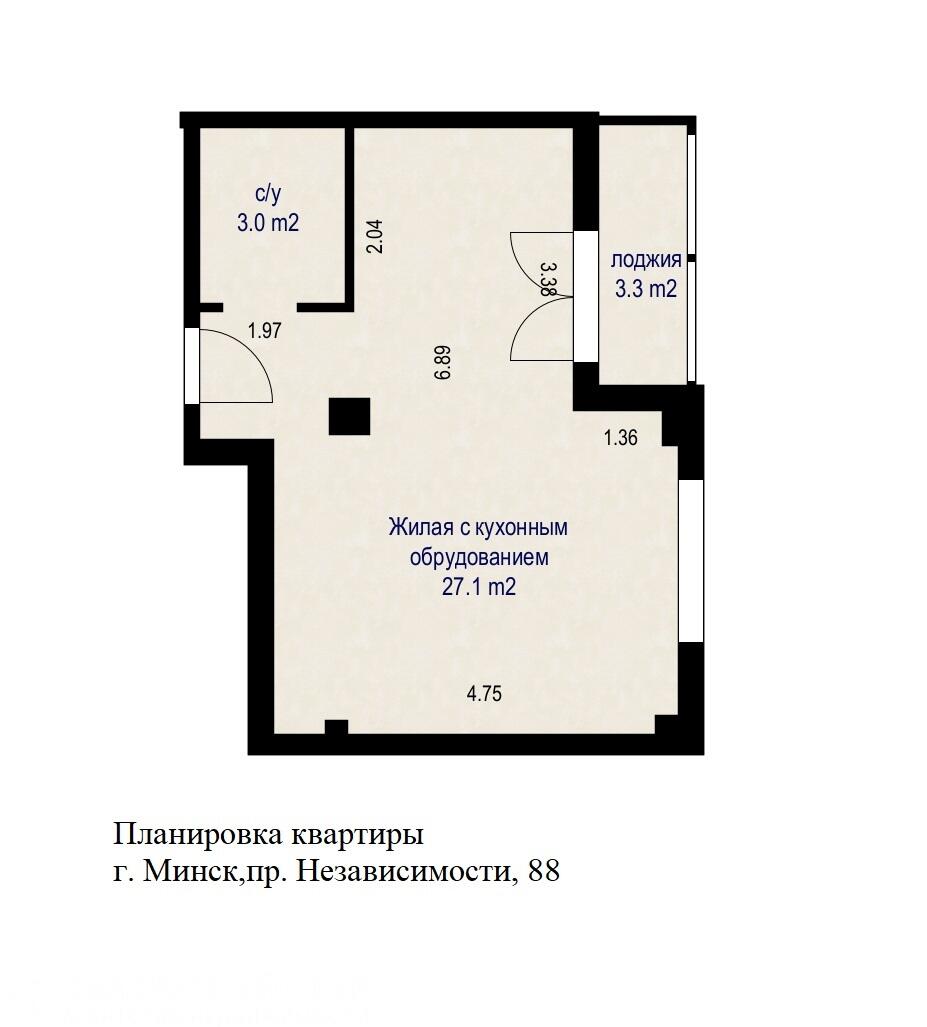 Mieszkanie 1 pokój 30 m² Mińsk, Białoruś