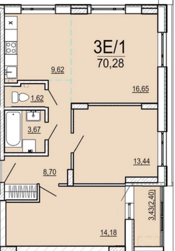 Appartement 3 chambres 77 m² Muchaviecki sielski Saviet, Bélarus