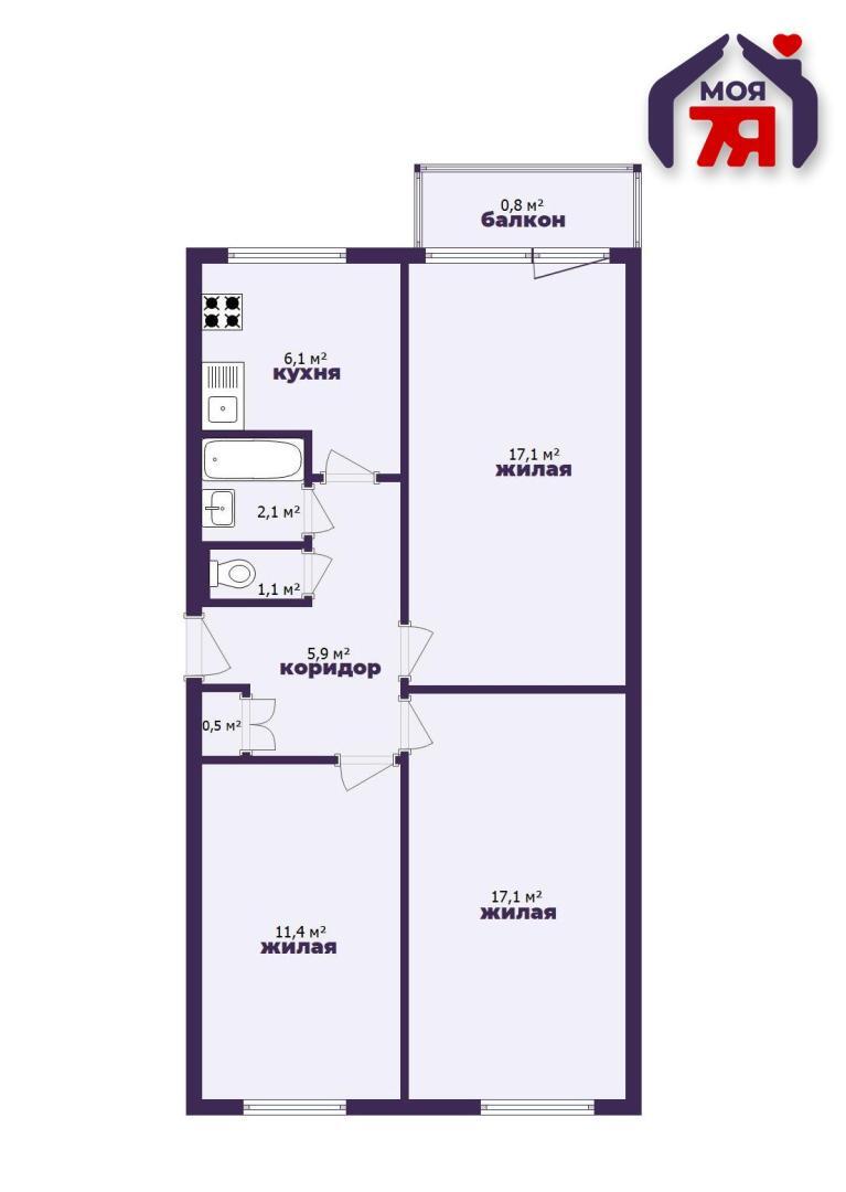 Appartement 3 chambres 61 m² Sloutsk, Bélarus