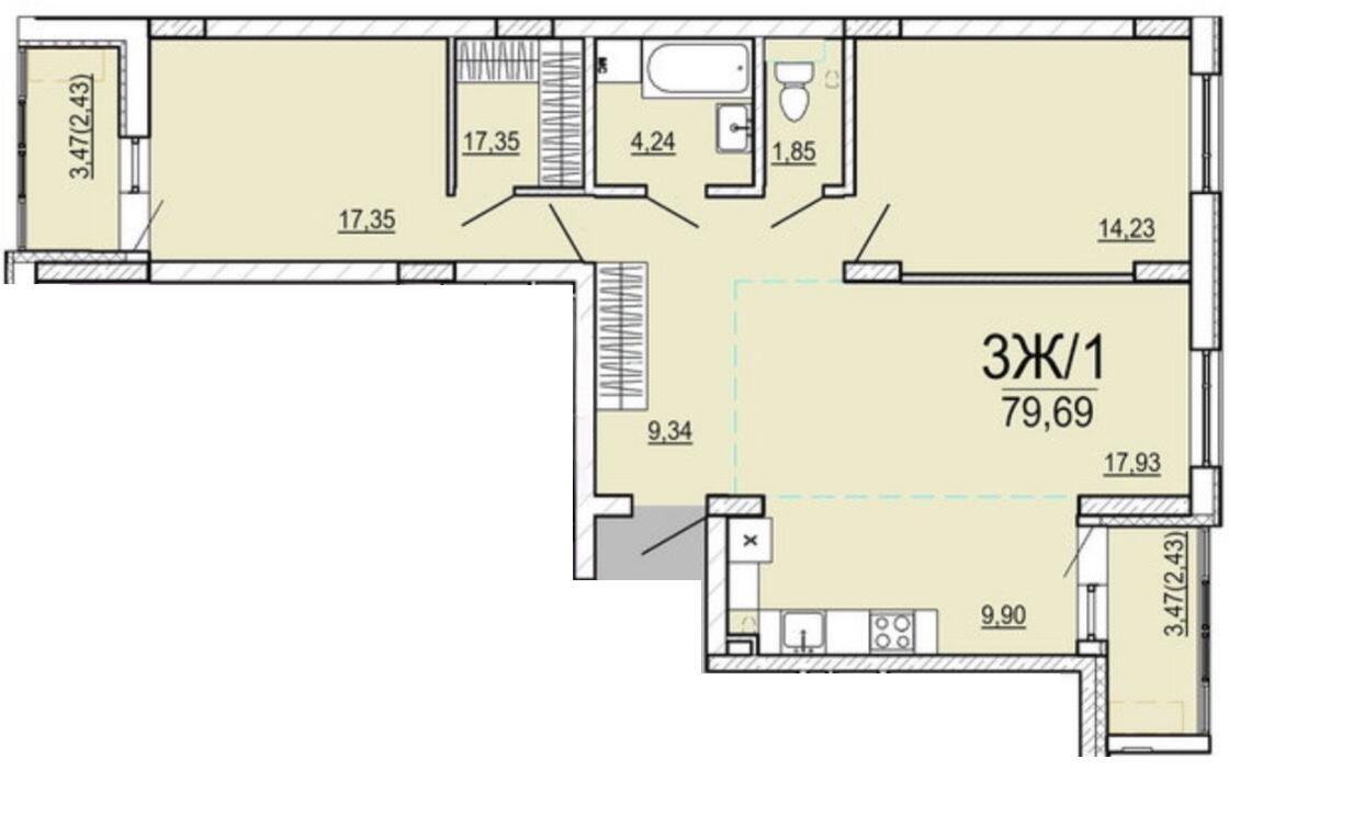 Appartement 3 chambres 77 m² Muchaviecki sielski Saviet, Bélarus