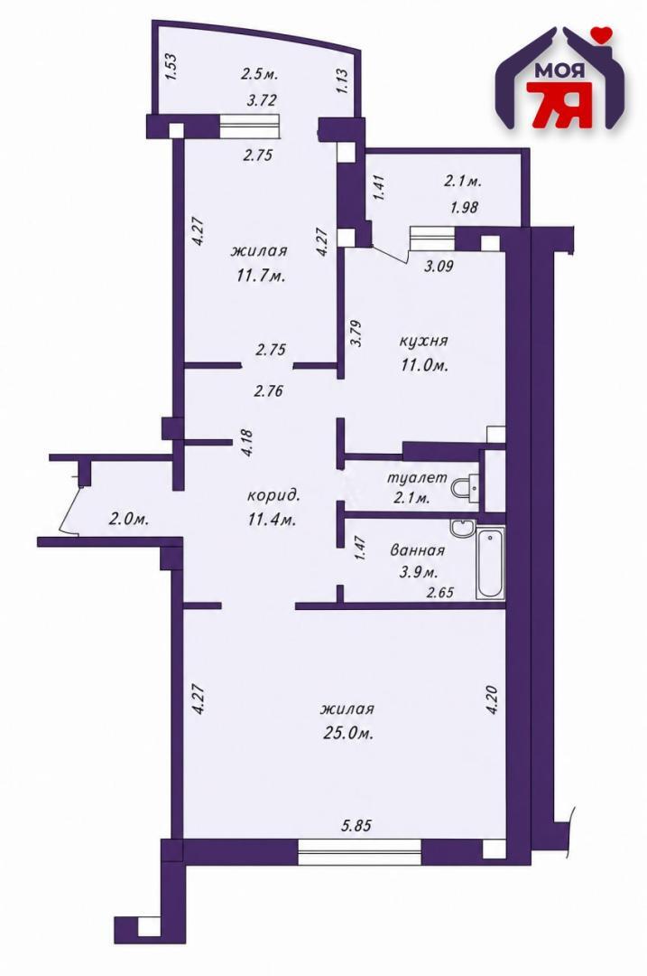 Квартира 2 комнаты 72 м² Минск, Беларусь