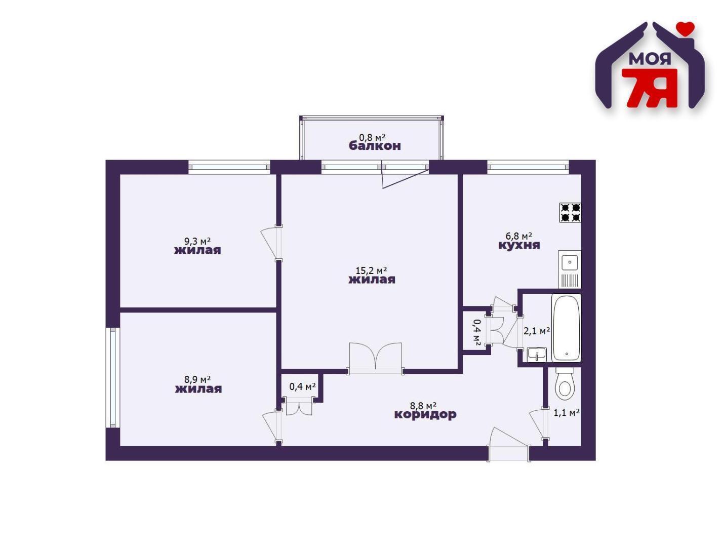 Квартира 3 комнаты 54 м² Минск, Беларусь