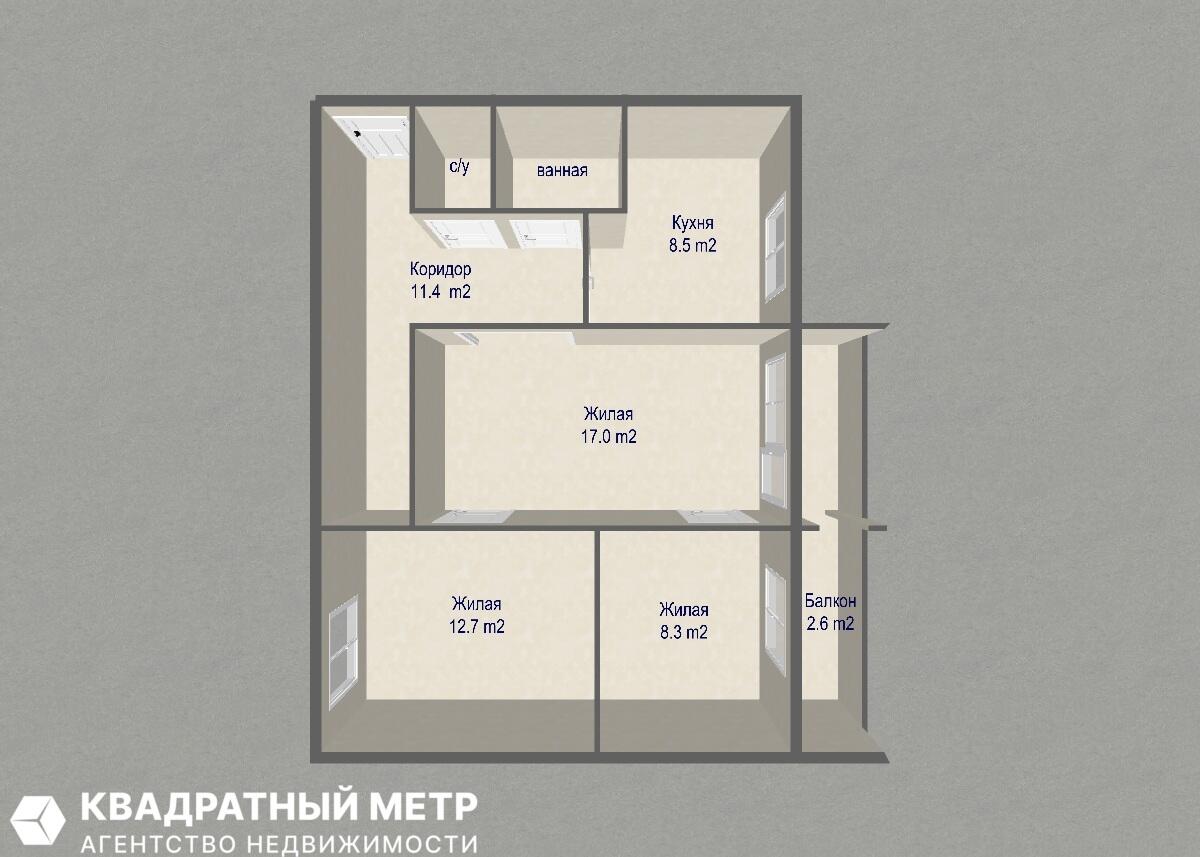 Wohnung 3 zimmer 63 m² Minsk, Belarus