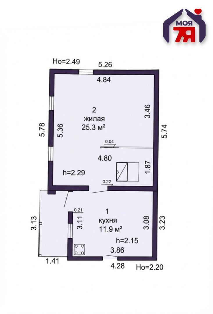 Casa 37 m² Hajnienski sielski Saviet, Belarús