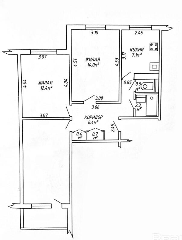 Квартира 3 комнаты 63 м² Минск, Беларусь