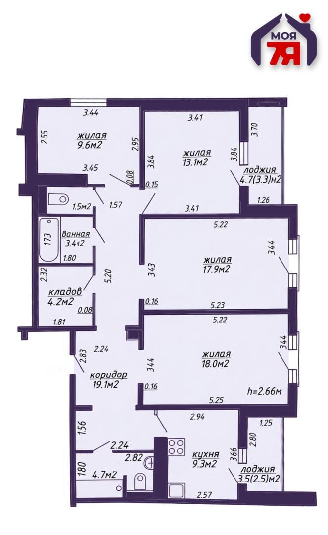 4 room apartment 106 m² Minsk, Belarus