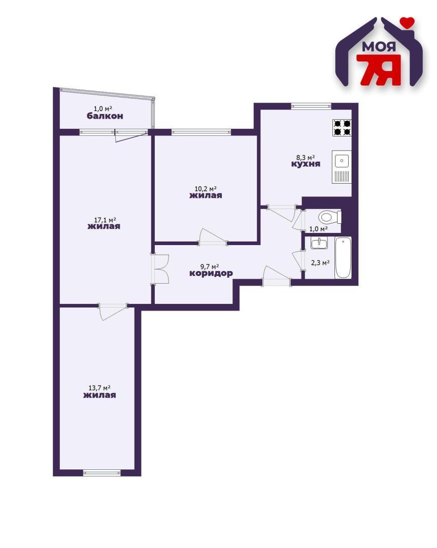3 room apartment 62 m² Sluck, Belarus