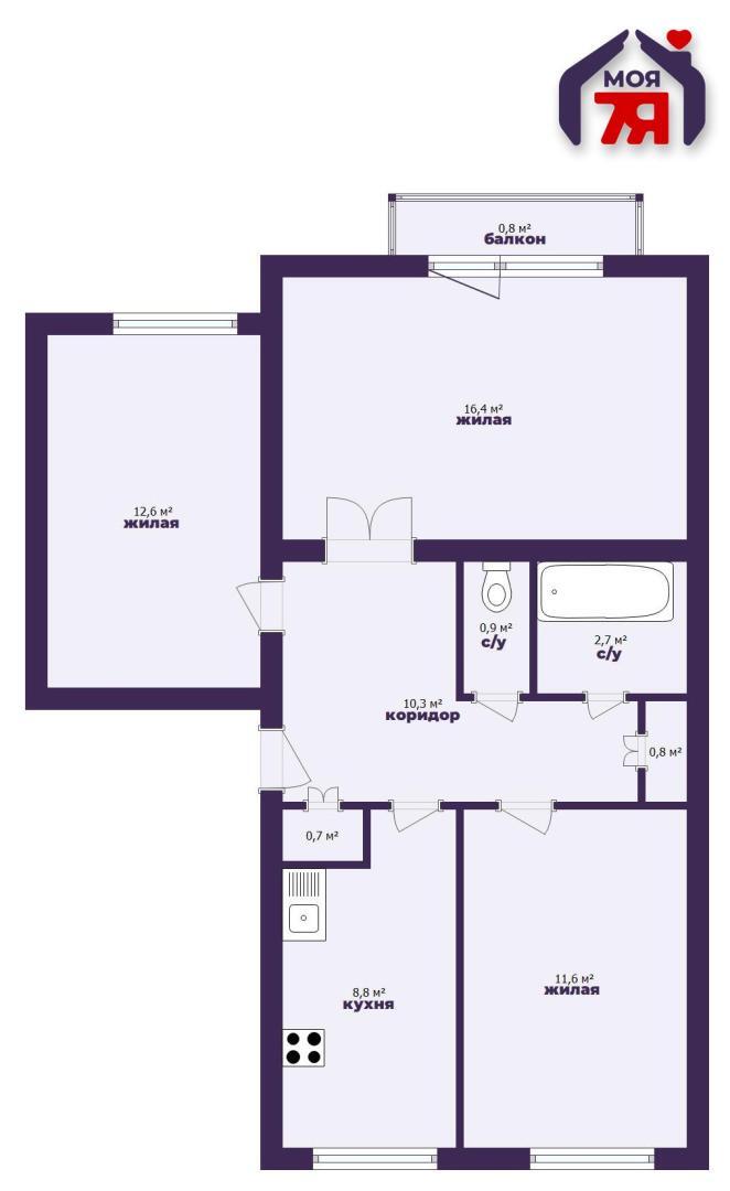 Wohnung 3 zimmer 65 m² Smaljawitschy, Belarus