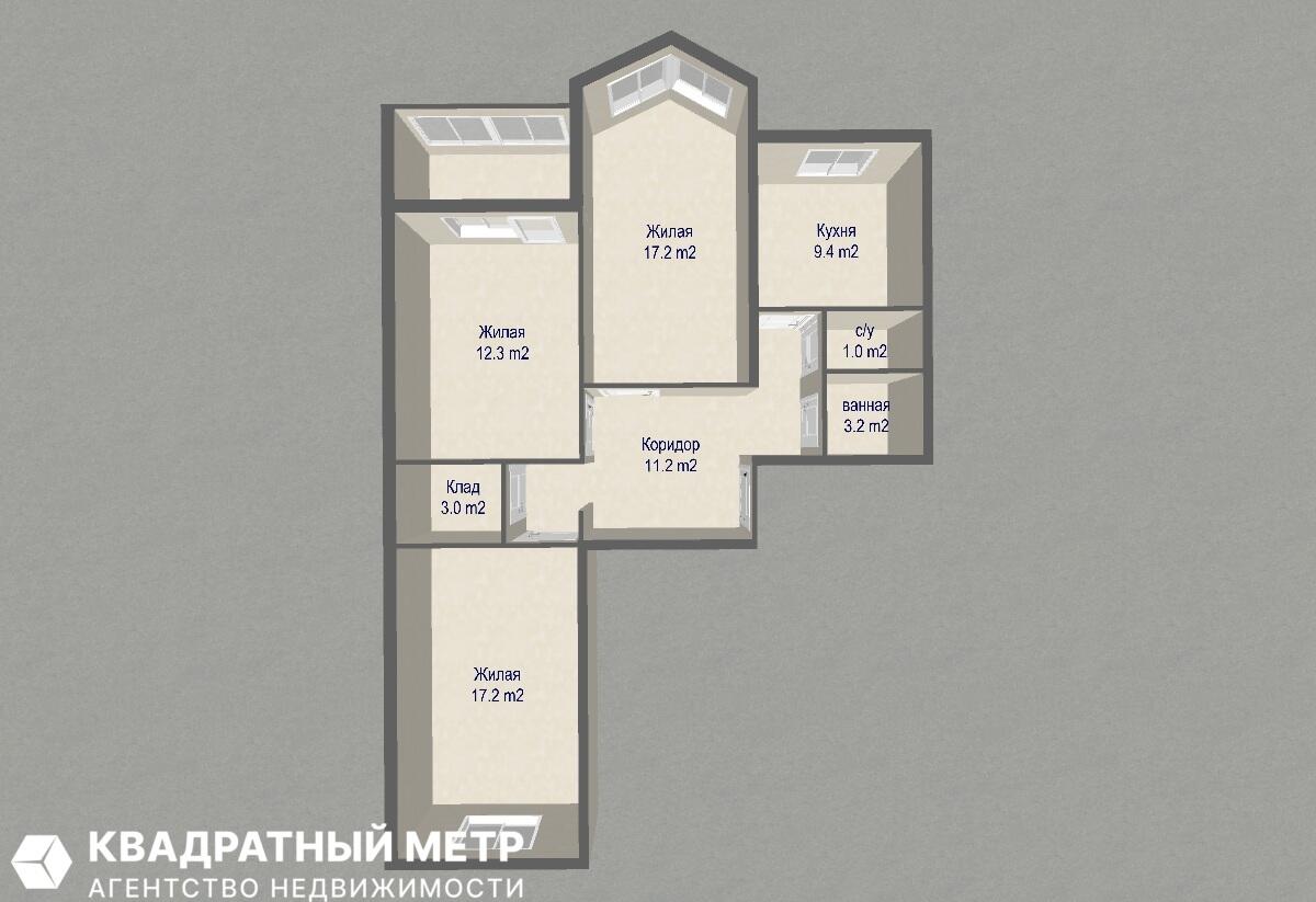 Квартира 3 комнаты 75 м² Минск, Беларусь