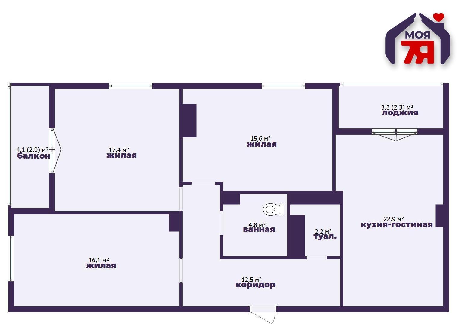 3 room apartment 92 m² Minsk, Belarus