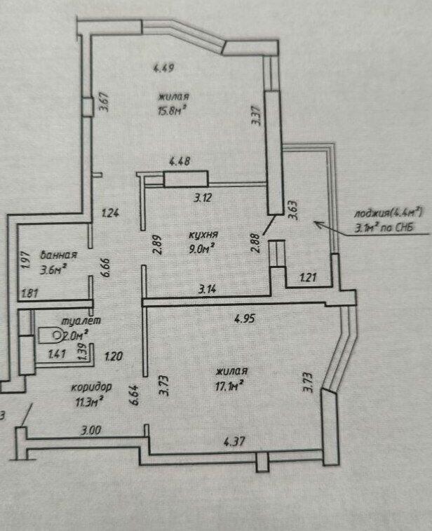 2 room apartment 62 m² Minsk, Belarus