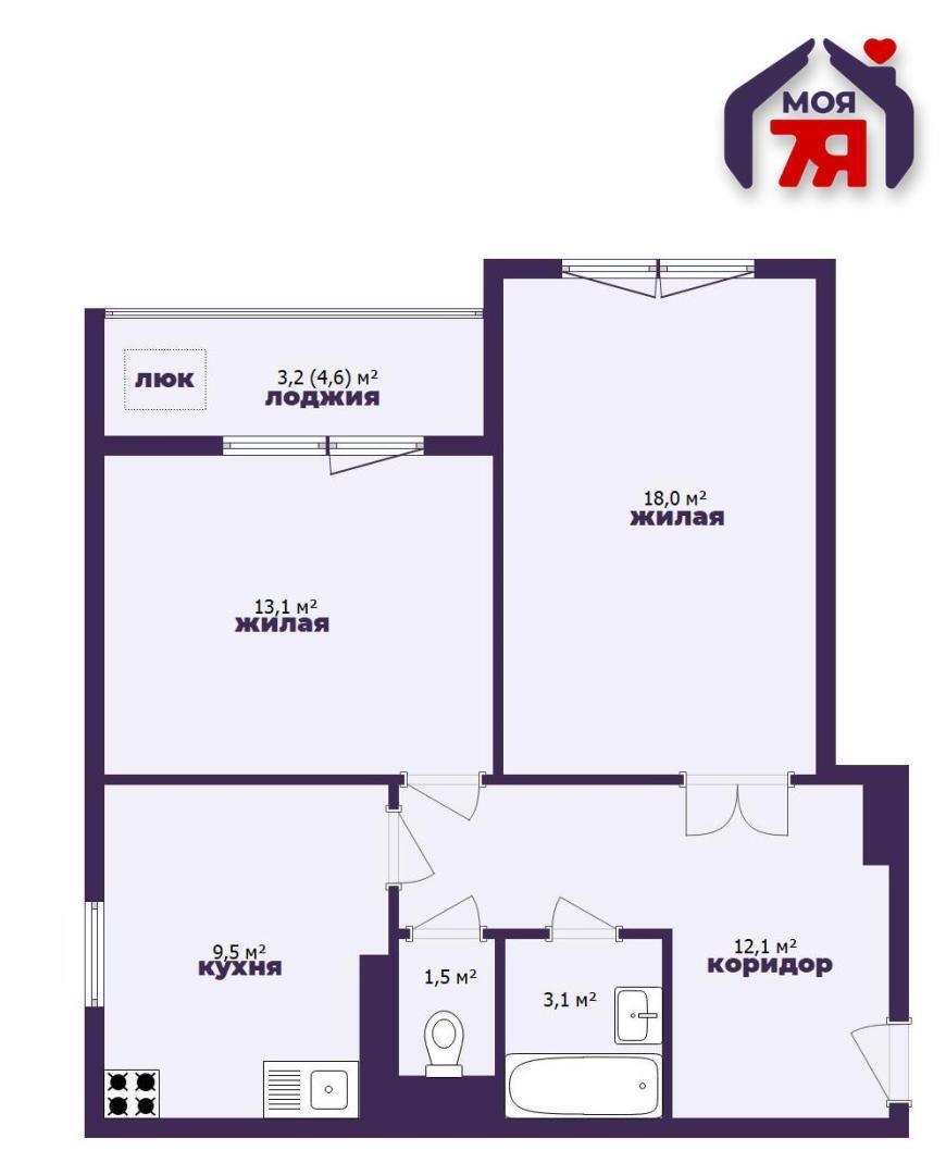 2 room apartment 61 m² Minsk, Belarus