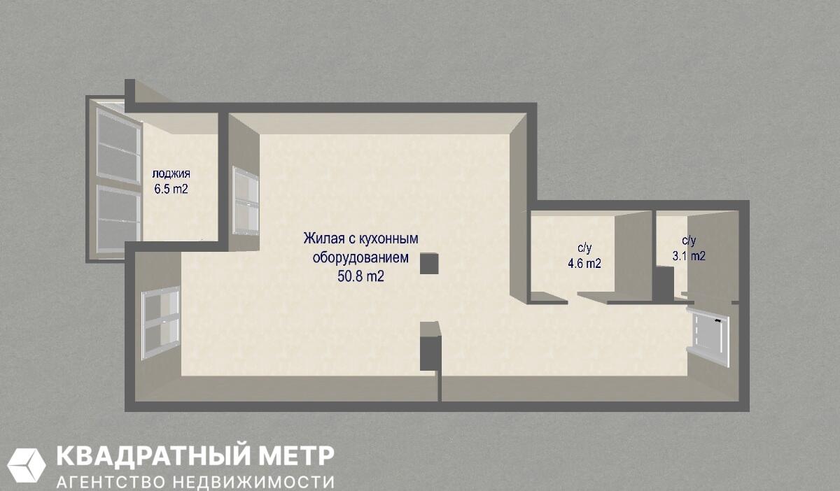 1 room apartment 63 m² Minsk, Belarus