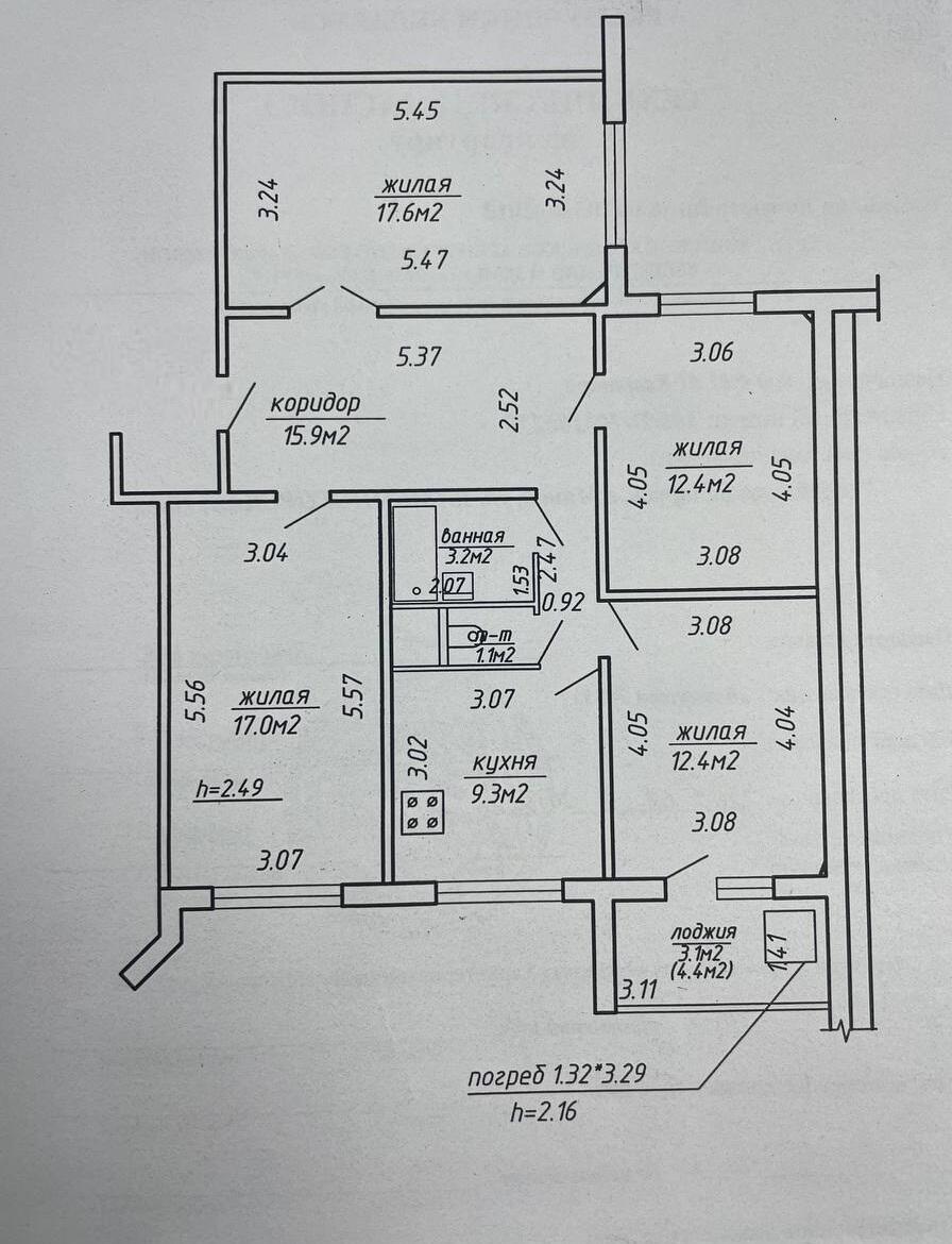  92м.кв., комнат 4, г. Минск (Каменногорская ул., 108)
