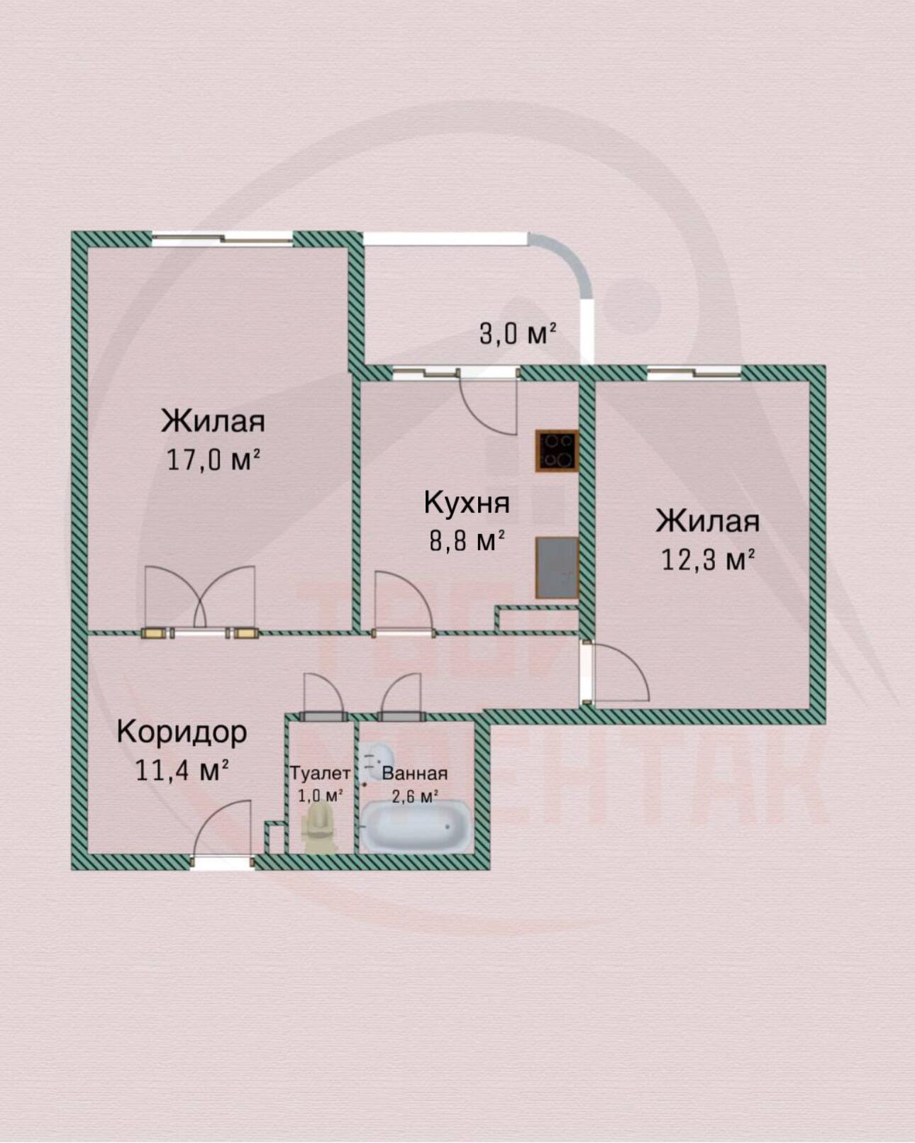Квартира 2 комнаты 56 м² Борисов, Беларусь