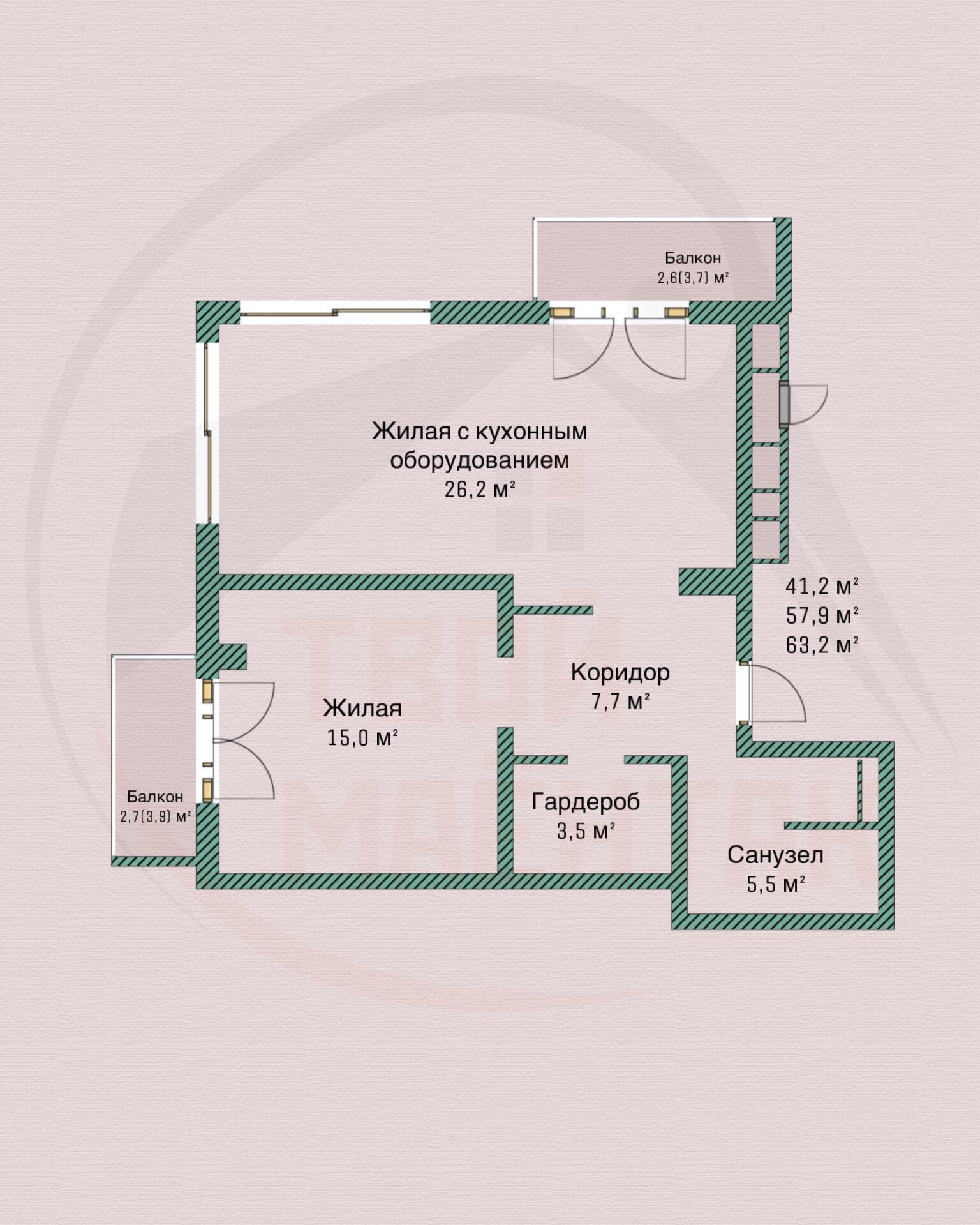 Mieszkanie 2 pokoi 63 m² Mińsk, Białoruś