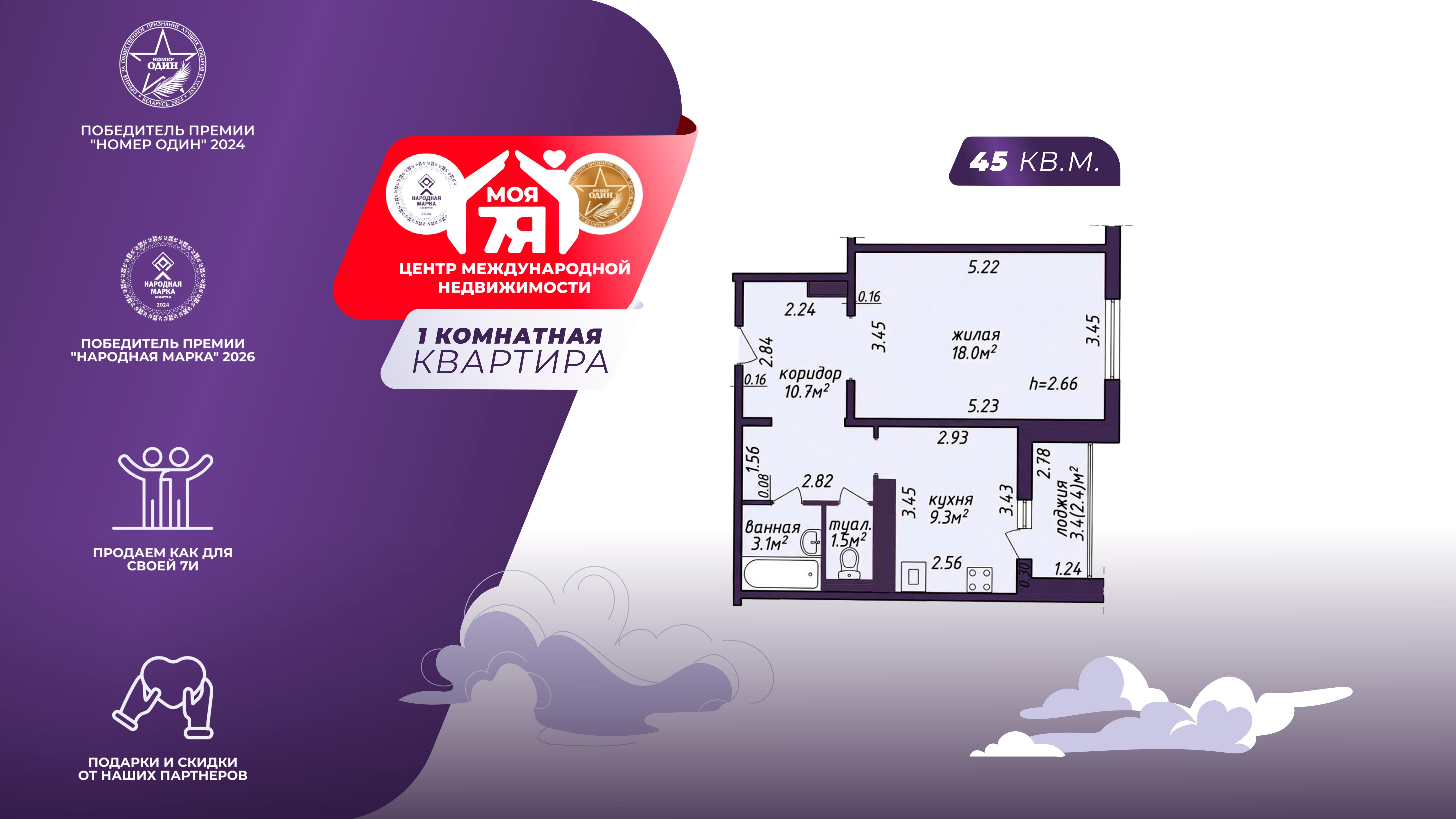 Wohnung 1 zimmer 45 m² Minsk, Belarus