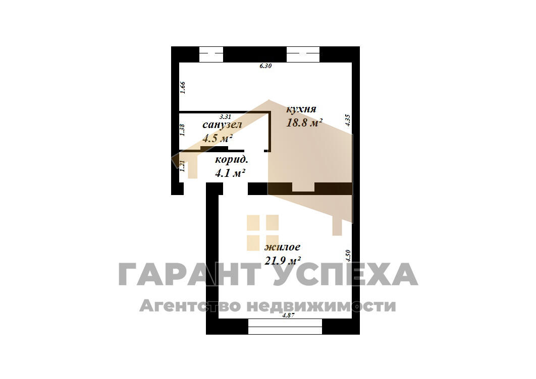 1 room apartment 49 m² Brest, Belarus