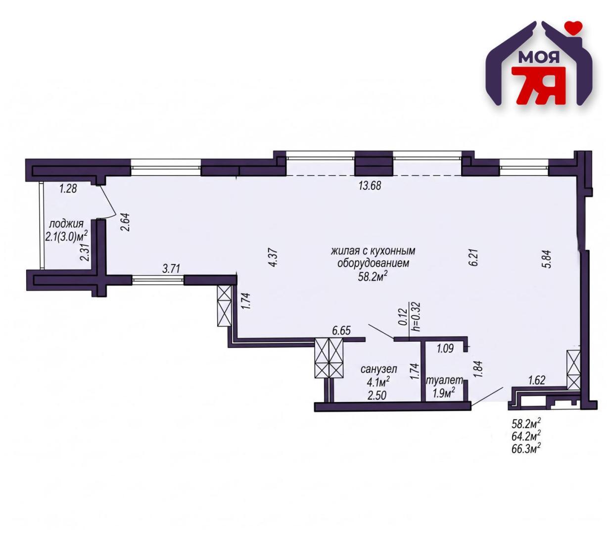 Квартира 3 комнаты 66 м² Минск, Беларусь
