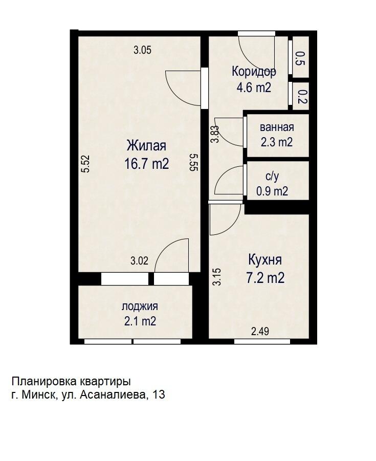 1 room apartment 33 m² Minsk, Belarus