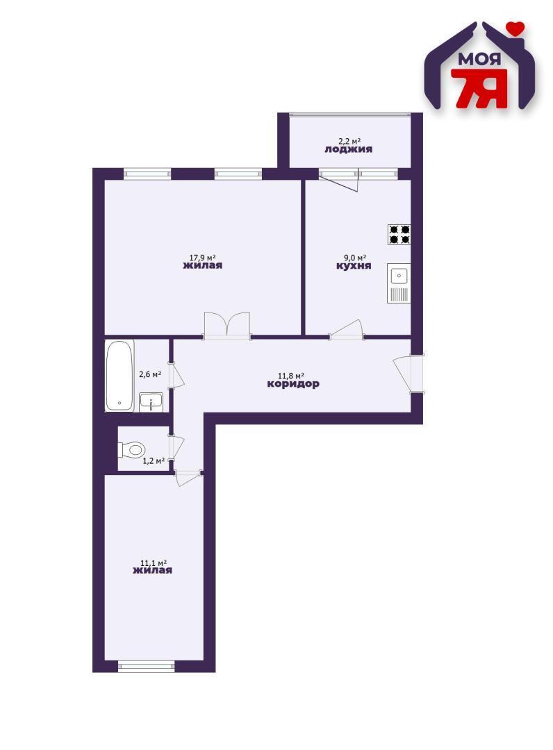 Appartement 2 chambres 54 m² Salihorsk, Bélarus