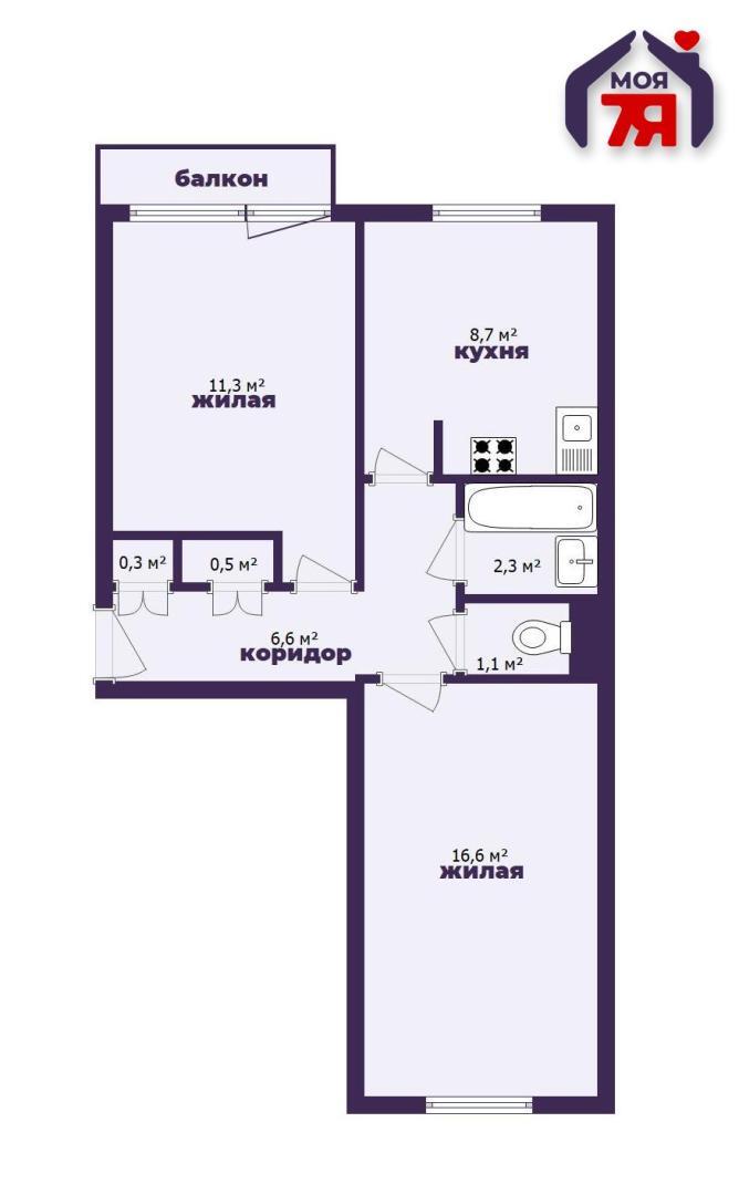 2 room apartment 47 m² Sluck, Belarus