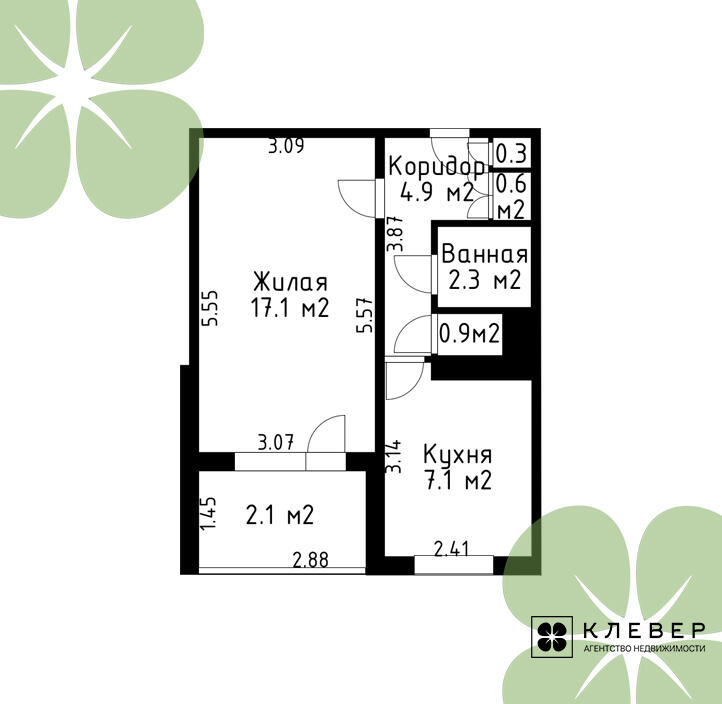 35.3м.кв., комнат 1, г. Минск (Рафиева ул., 51)