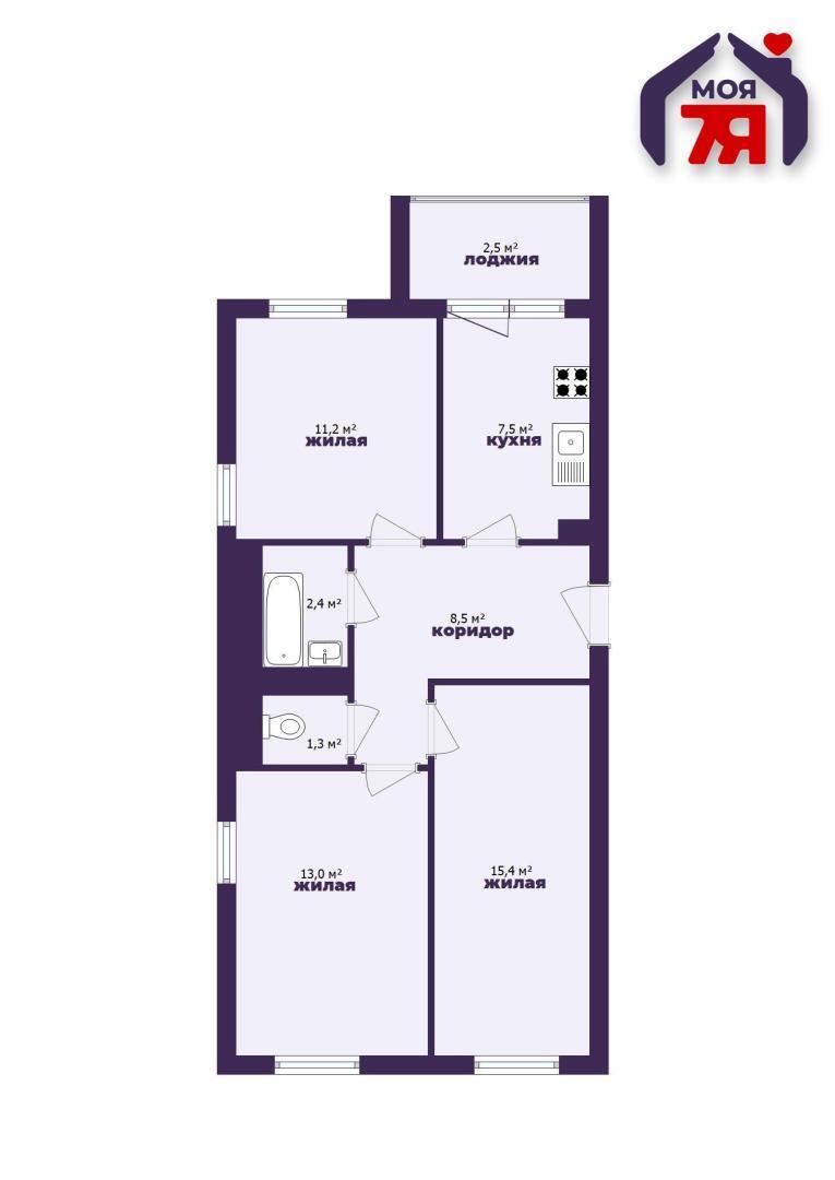 Wohnung 3 zimmer 59 m² Soligorsk, Belarus