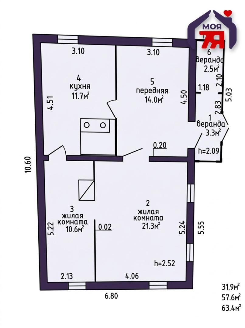 Casa 63 m² Palacanski sielski Saviet, Belarús
