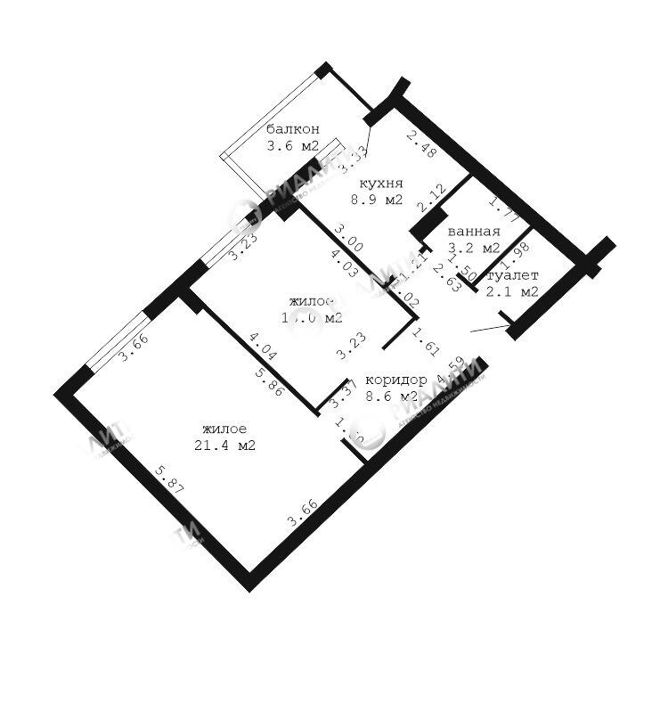 2 room apartment 61 m² Brest, Belarus