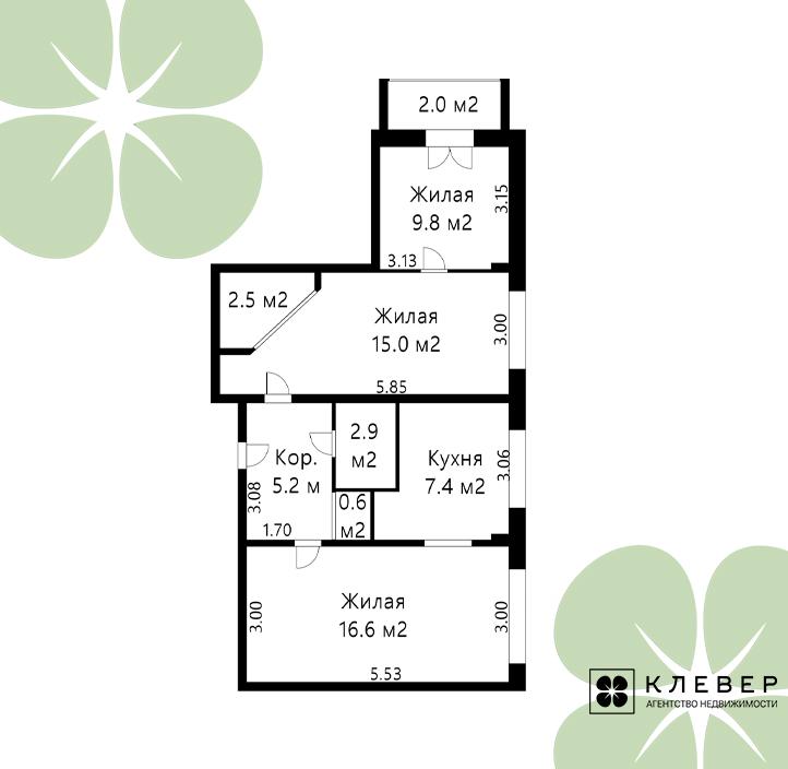  62м.кв., комнат 3, г. Минск (Берута ул., 17)