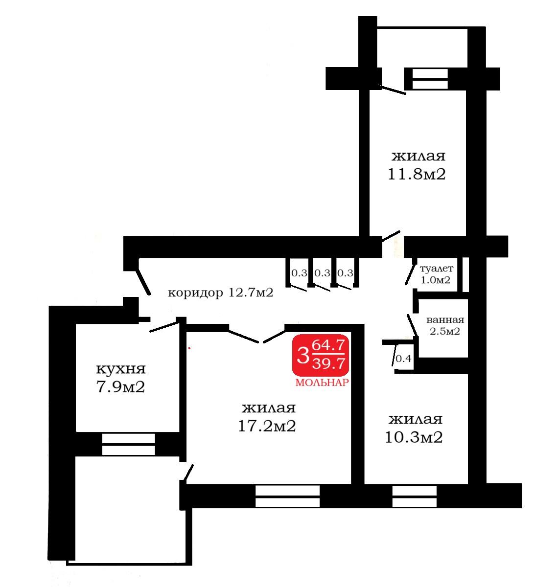Квартира 3 комнаты 65 м² Аксаковщина, Беларусь
