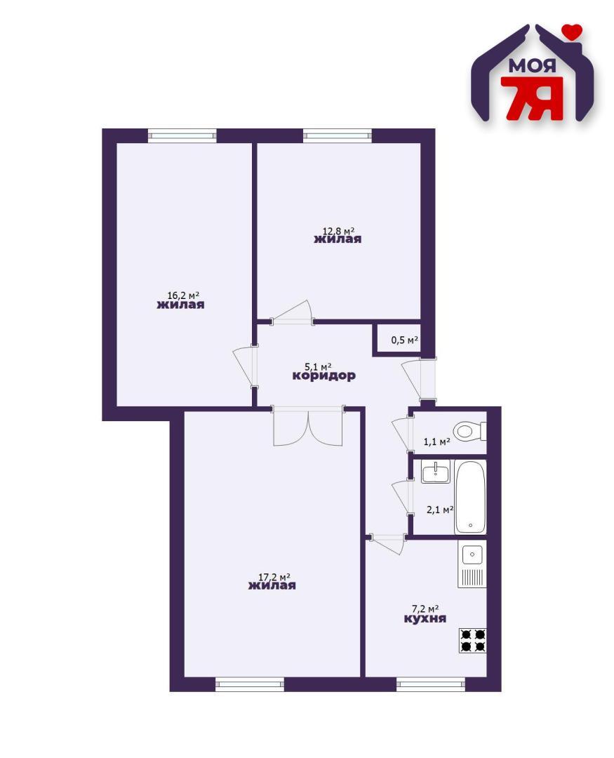 3 room apartment 67 m² Lyuban, Belarus